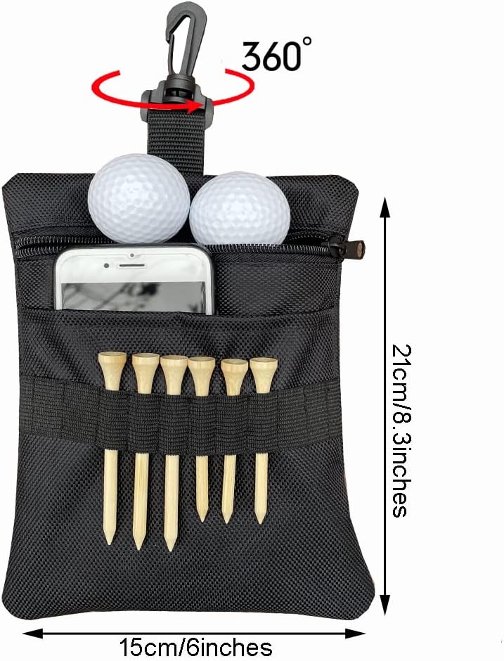 Golf Tee Pouch Bag, Zipper Golf Ball Bag, Accessory Pouch for Men