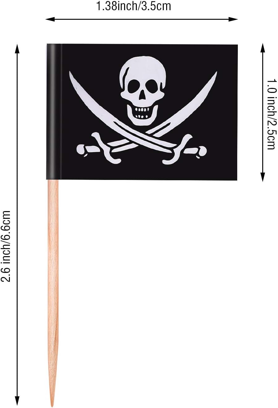 100 Pieces Pirate Cocktail Toothpicks Flags Cake Toppers for Food, Appetizer, Cocktail, Cupcake Decoration for Kids Halloween Birthday Party Decorations (100)