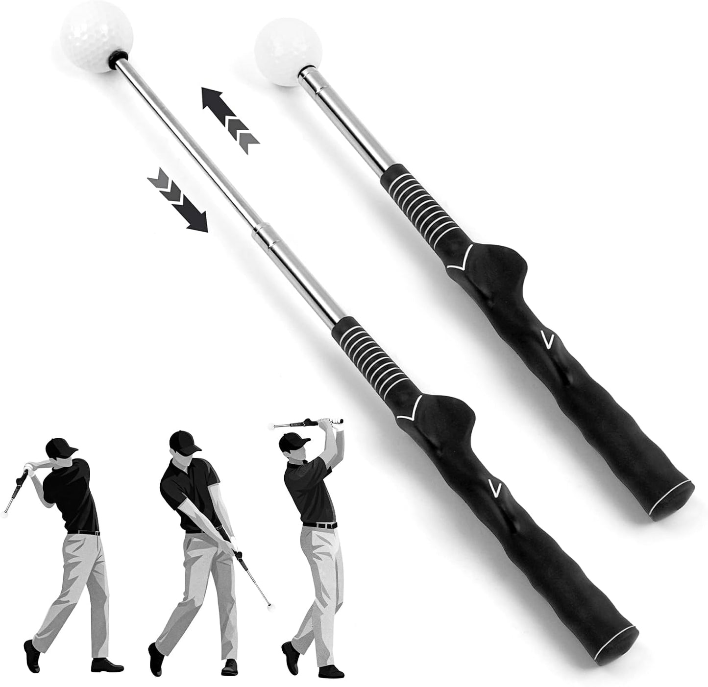 Retractable Golf Swing Training Aid， Golf Swing Trainer ，Right-Handed＆Left-Handed Golf Club for Indoor Practice,Golf Accessories，Tempo Training for Chipping Hitting