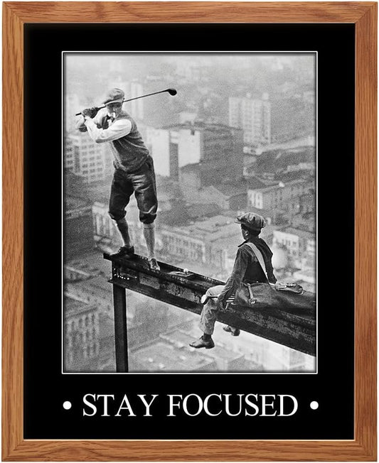 Motivational, Inspirational Art Print FRAMED - Vintage Golf Wall Art Poster- Chic Rustic Home Decor for Bedroom, Den, Man Cave, Game Room, Office - Great Easy Gift for Golfers - 8x10 Photo