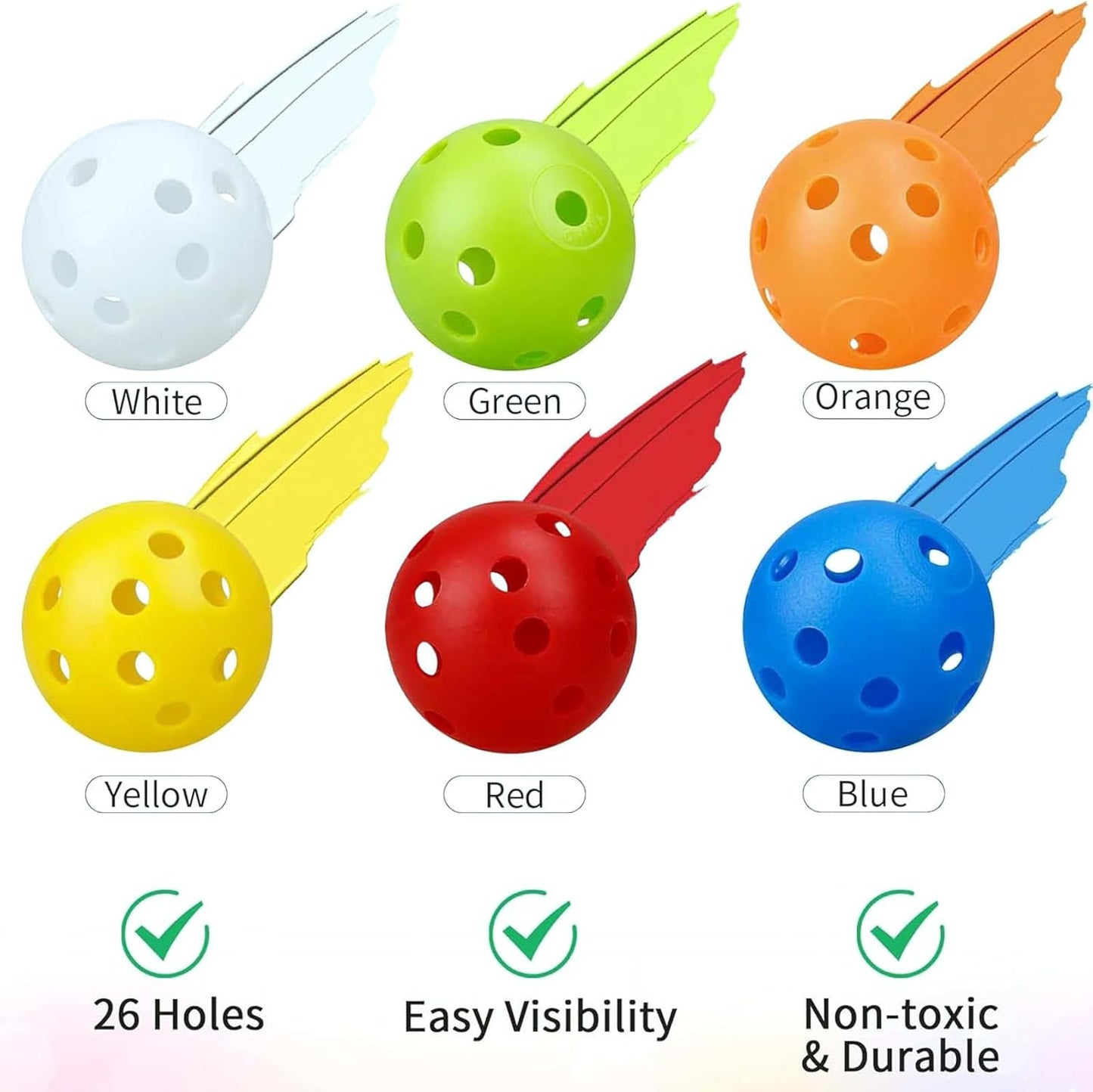 KOFULL 50 Pack Colored Golf Practice Ball, 40mm Hollow Sports Golf Training Balls Plastic Airflow Good for Your Pets(Multicolor)