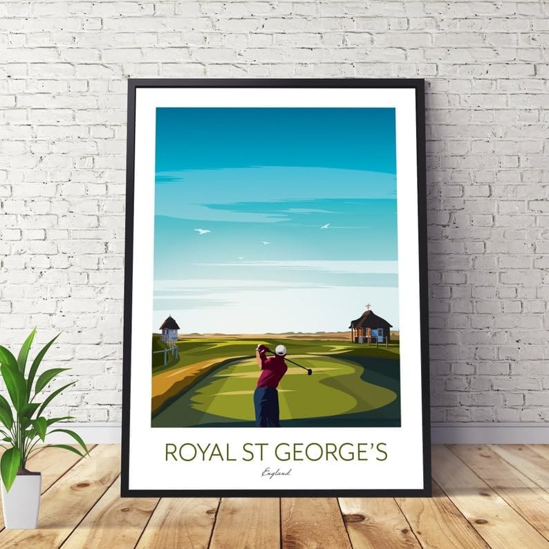 Royal St George's Golf Print - The Open Championship Poster, Royal St George's Golf Poster, England Golf Course Print, Golf Wall Art, Open Championship Artwork, Golf Decor (Unframed) (12x18)
