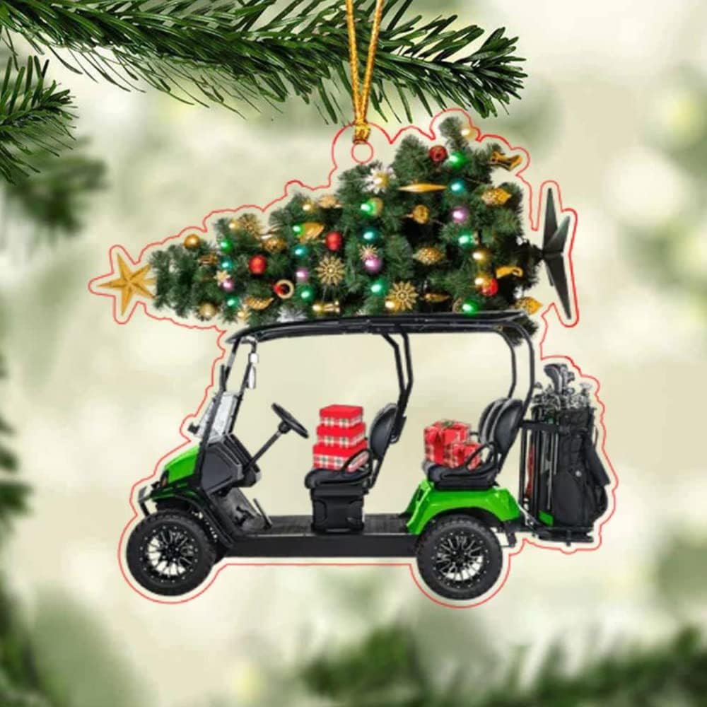 Personalized Acrylic Ornament, Gifts for Golf Lovers, Him, Her, Family Member, Christmas Tree Decor, Home Décor, Golfing Cart Christmas Ornament, Idea 6