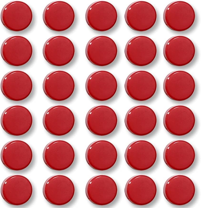 Qualsen Fridge Magnets - 30pcs Strong Mini Refrigerator Magnets for Whiteboard, Locker, Office, Classroom (Red)
