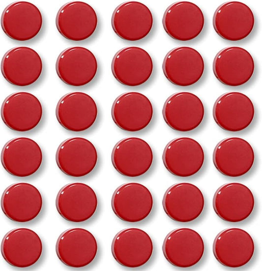 Qualsen Fridge Magnets - 30pcs Strong Mini Refrigerator Magnets for Whiteboard, Locker, Office, Classroom (Red)