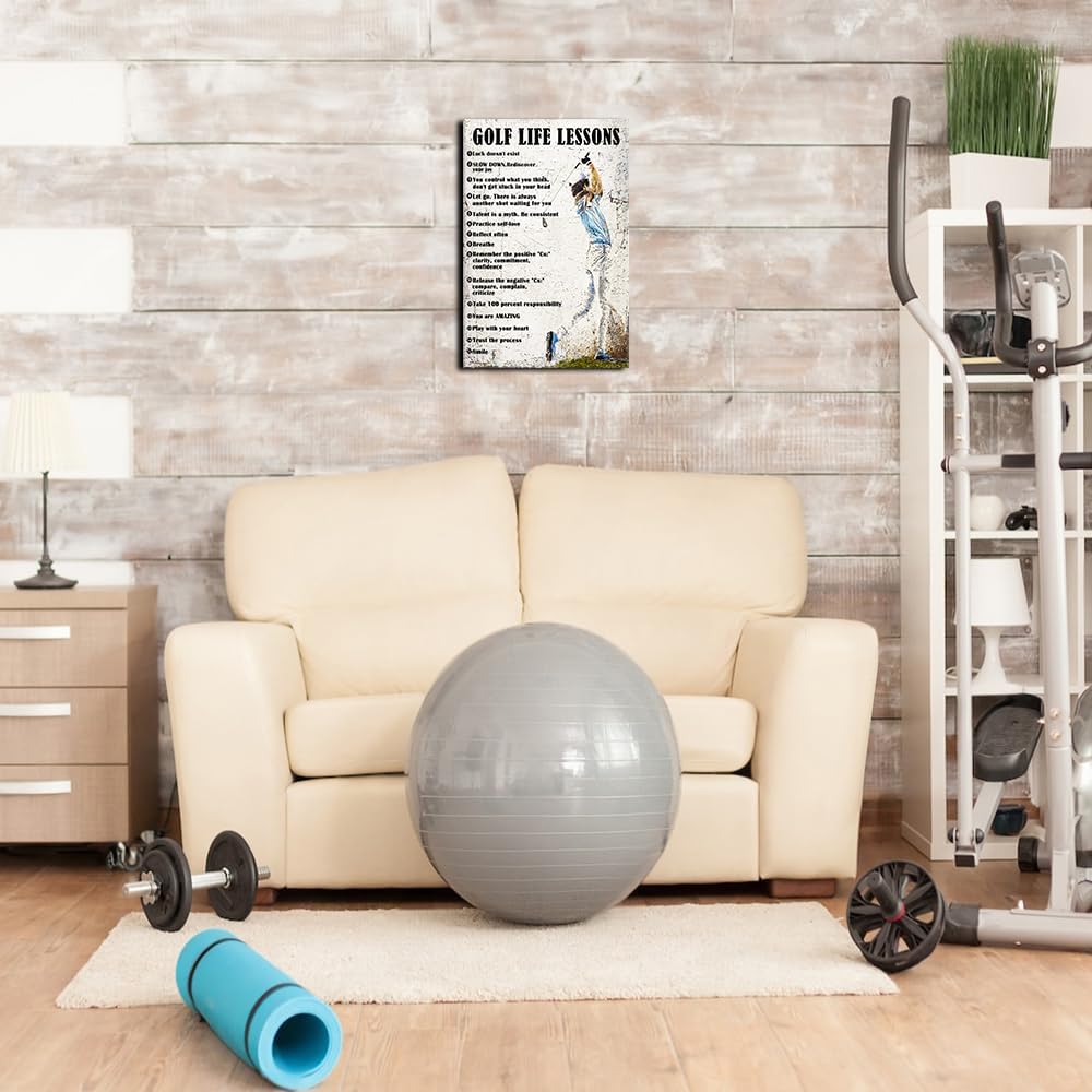 Strofupp Golf Wall Art Inspirational Quotes Life Lessons Poster Framed Sport Picture Wall Decor Golf Poster 12x18 inches