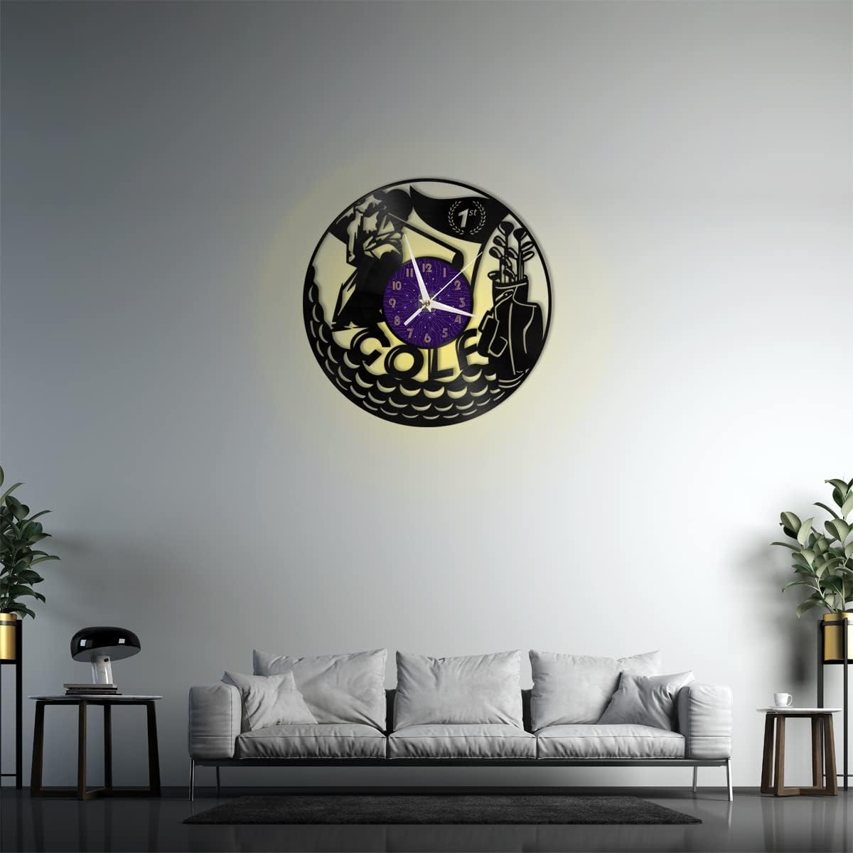 Generic Golf Decoration Vinyl Wall Clock, Vinyl Record Clock Wall Art Silent & Non-Ticking(12 inchs P-LED), Purple