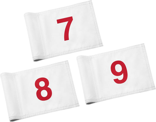 KINGTOP Numbered Golf Flag All 8x6 Inch – Upgraded Dual-Layer 420D Nylon, Double Sided Printing, Tube Inserted – Mini Practice Putting Green Flags for Yard
