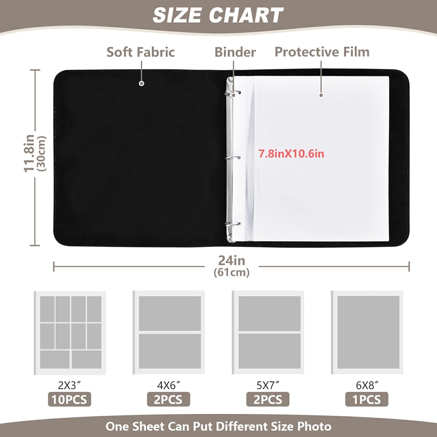 Fisyme Forest Trees Leaf Retro Photo Album Self Adhesive DIY Scrapbook Album for 2x3 4x6 5x7 6x8 Pictures 20 Pages Memory Book for Family Wedding