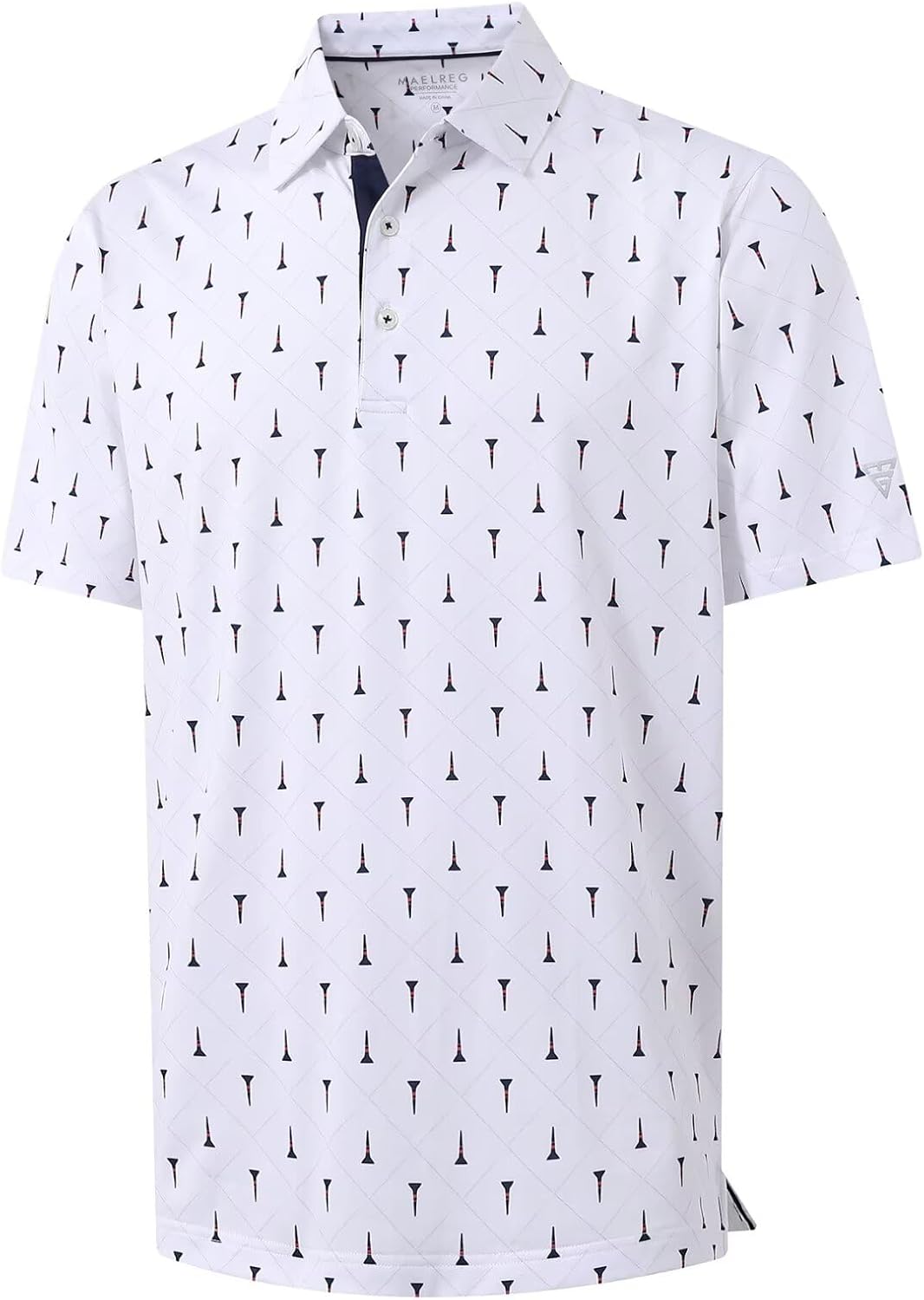 M MAELREG Mens Golf Shirt Short Sleeve Dry Fit Print Moisture Wicking Performance Patterns Collared Polo Shirt