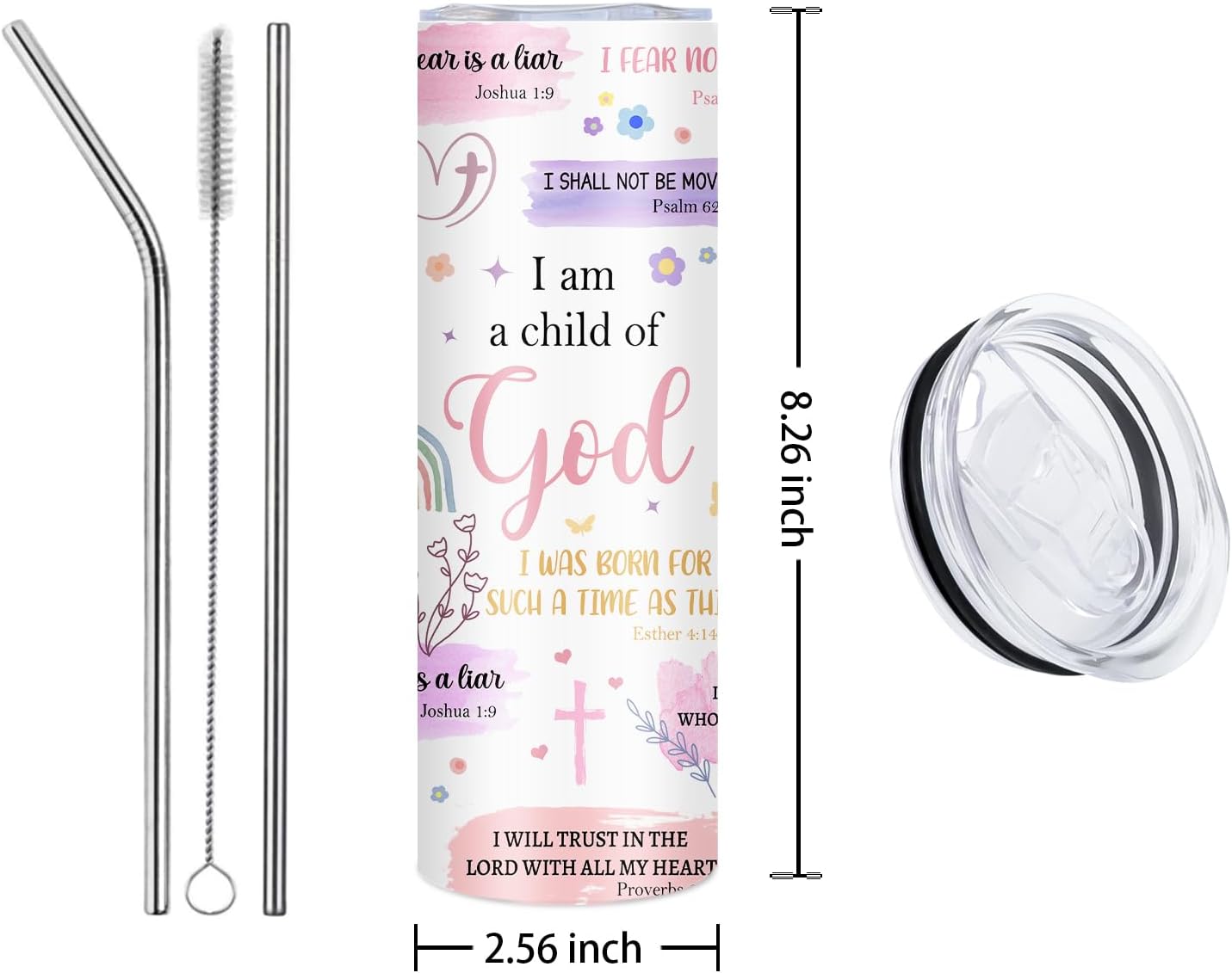 Christian Gifts for Women Tumbler 20oz I Am a Child of God Cup Tumbler, Inspirational Religious Birthday Catholic Spiritual Baptism Confirmation Gifts, Christian Coffee Mugs, Bible Gift for Women