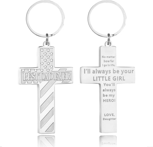 Football/Baseball/Soccer/Basketball Cross Keychains for Men First Communion Baptism Confirmation,Mens Gifts