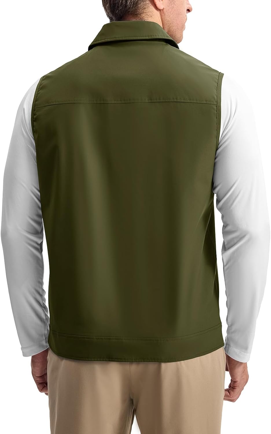Rdruko Men's Golf Vest Lightweight Outerwear Windproof Water Resistant Grid Lining Vest with Zipper Pockets for Casual