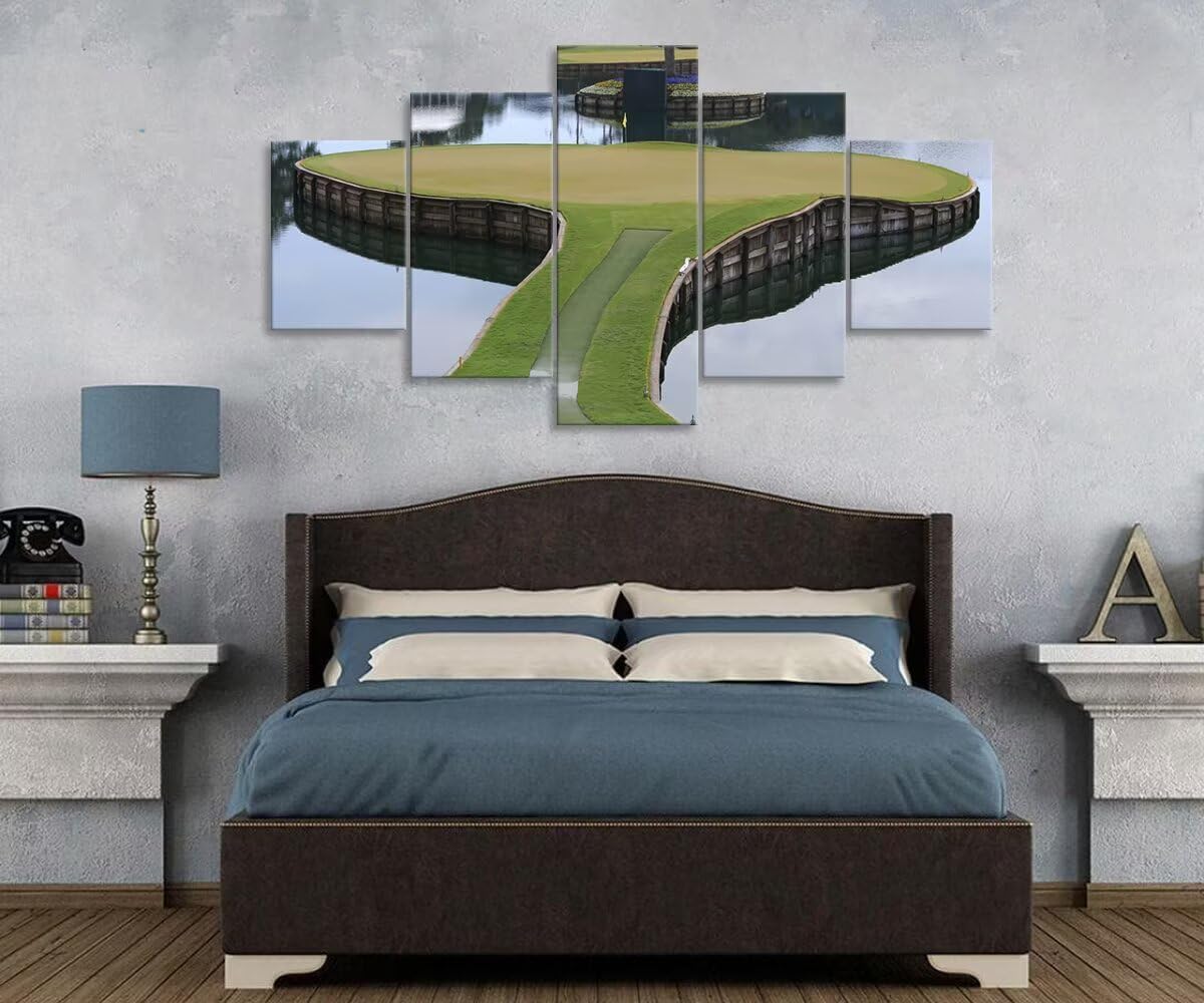 chenchenArt TPC Sawgrass Golf Course Wall Art Pictures USA Golf Course Wall Decor for Living Room Bedroom Bathroom Home Decorations Golf Artwork Canvas Pirnts Framed Ready to Hang(50''W x 24''H)