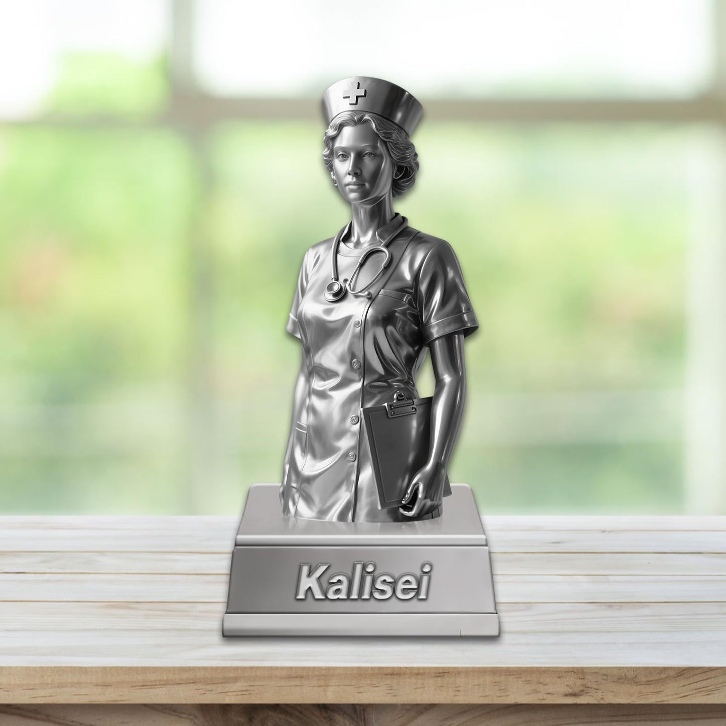 Personalized Nurse Figurine Desktop Ornaments for Bedroom Office Custom Head Nurse Name Acrylic Plaque Sign Doctor Home Decor Gift for Mom Grandma Women Family Friends