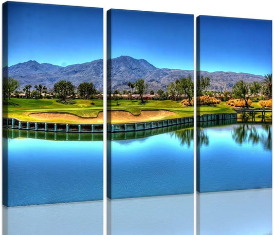 chenchenArt Georgia USA Golf Course for Living Room Bedroom Bathroom Home Decorations Augusta National Golf Course Pictures Posters Canvas Prints Modern Artwork Framed Ready to Hang(20''W x 40''H x3)