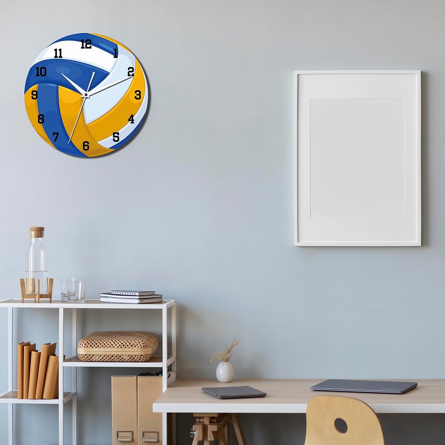 12 Inch Sports Wall Clocks with Silent Clock Movement and Battery Operated, Great Decor for Bedroom, Living Room or Classroom (Volleyball Wall Clock)