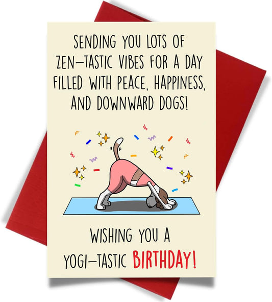 Cheerin Happy Birthday Card for Her - Funny Yoga Birthday Card - Humourous Greeting Card - Hilarious Gag Gift for Yoga Lover Women Girlfriend Wife