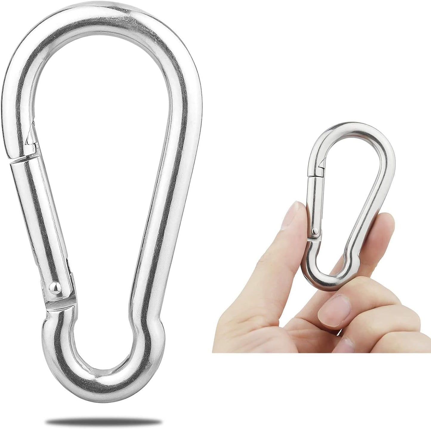 Large Spring Snap Hook Carabiner, 304 Stainless Steel Heavy Duty Carabiners Clip, Stainless Steel Spring Snaps Hooks Carabiners Outdoor