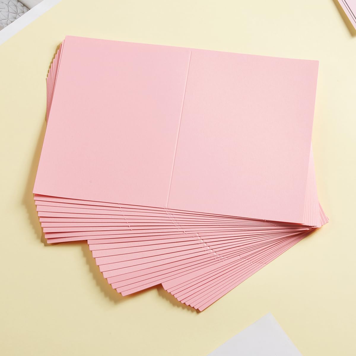 50 Pack Blank Cards Folded Cardstock Thank You Blank Greeting Cards for Invitations, Wedding, Greeting Cards, All Occasion DIY (Pink, 4x6)