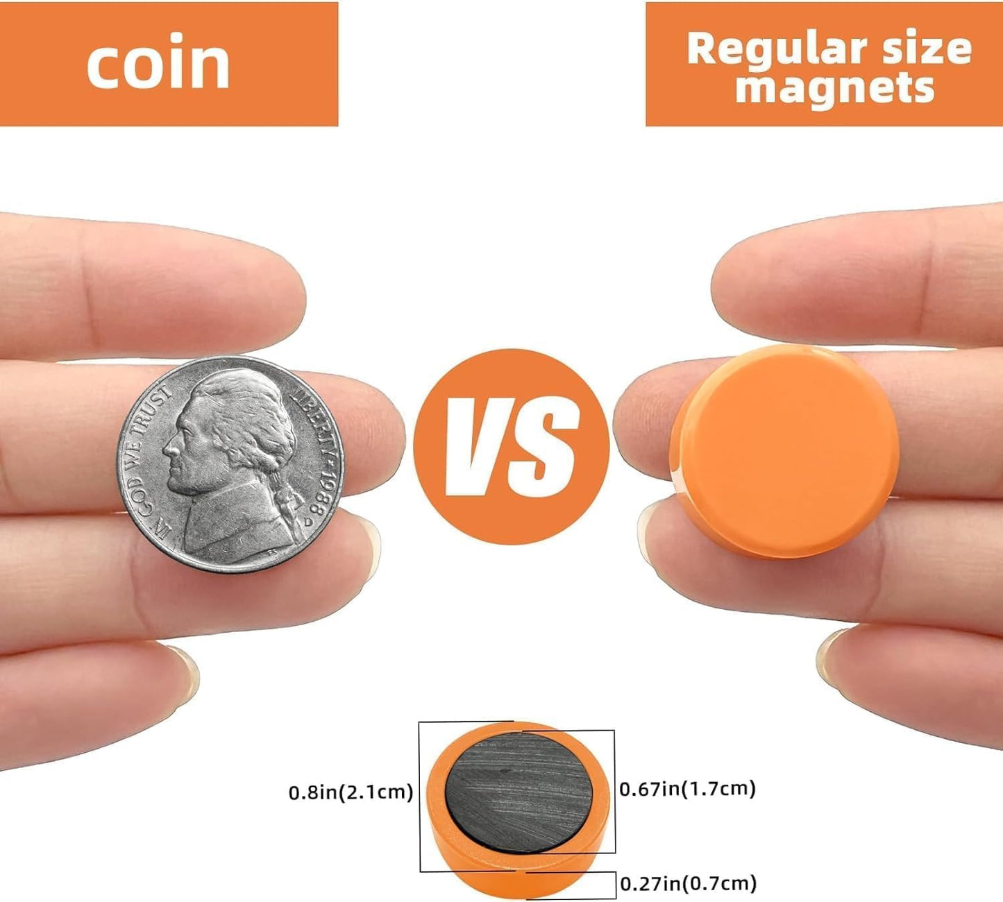 Qualsen Fridge Magnets, 50pcs Small Refrigerator Magnets for Whiteboard, Kids, Mini Cute Magnets for Locker, White Board, Kitchen, Office, Classroom (Colorful)