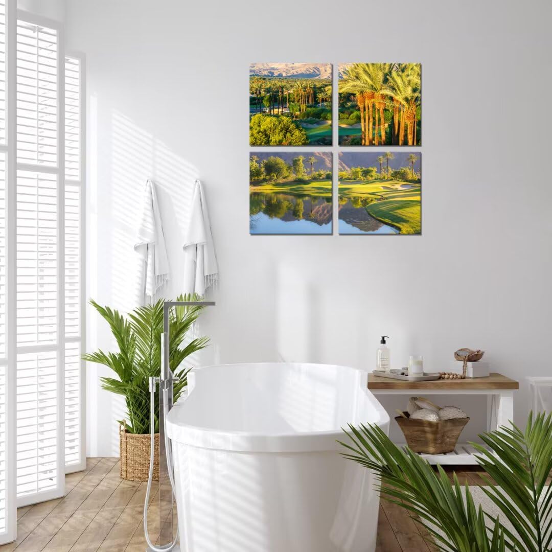 Pankila Indian Wells Golf Course Wall Art USA California Picture Golf Course at in Palm Wall Decor for Living Room Bedroom Office Home Decorations Painting Framed Artwork (20''W x 20''H x 4)