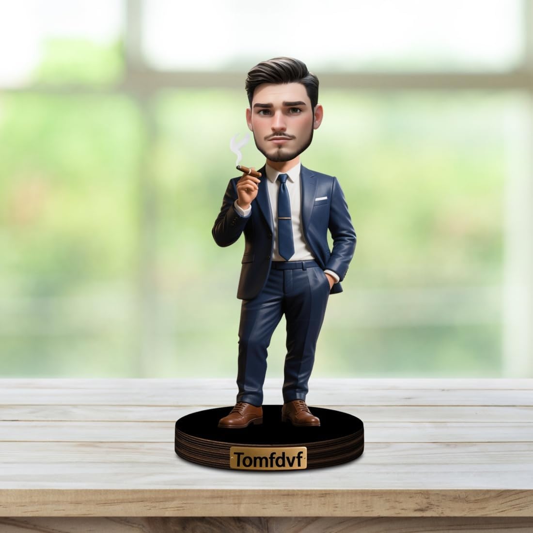 Personalized Boss Cartoon Sculpture Ornament with Photo Custom Name Cartoon Figurine Desk Decor Plaque Funny Portrait Desk Sign for Men Photo Keepsake Gifts for Christmas Birthday Fathers Day
