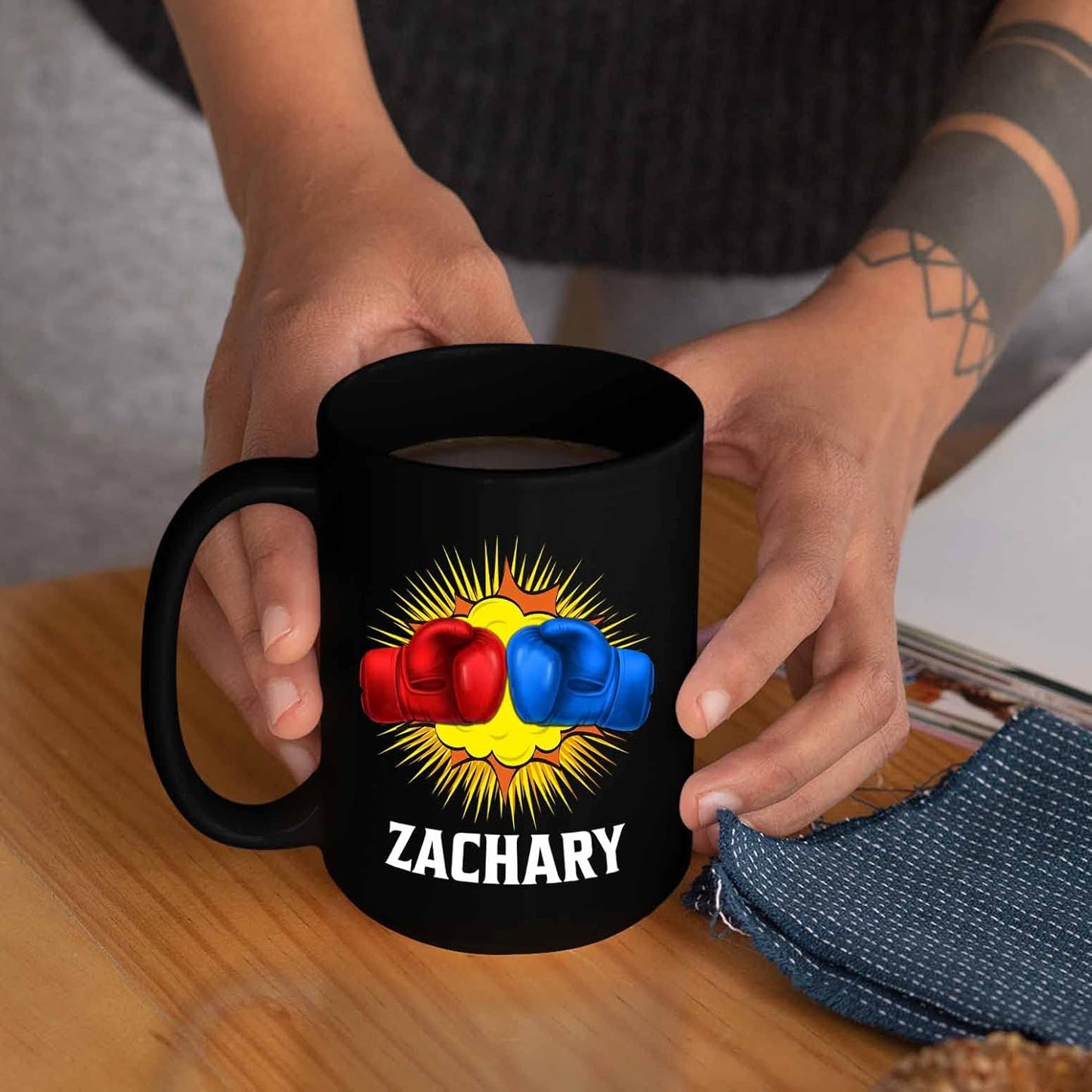 Personalized Boxing Coffee Mugs Cups Gifts For Men Women Fans Team Boxing, Customized Boxer Boxing Gloves Coffee Cup With Name, Boxing Gloves Black Ceramic Mug Gift, Boxer Boxing Tea Mug 11 Oz 15 Oz