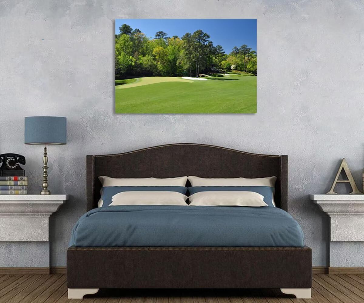 chenchenArt Augusta National Wall Art - Augusta Golf Course Wall Art for Living Room Bedroom Bathroom - Augusta Golf Course Picture Poster Canvas Prints Framed Ready to Hang(28''H x 44''W)