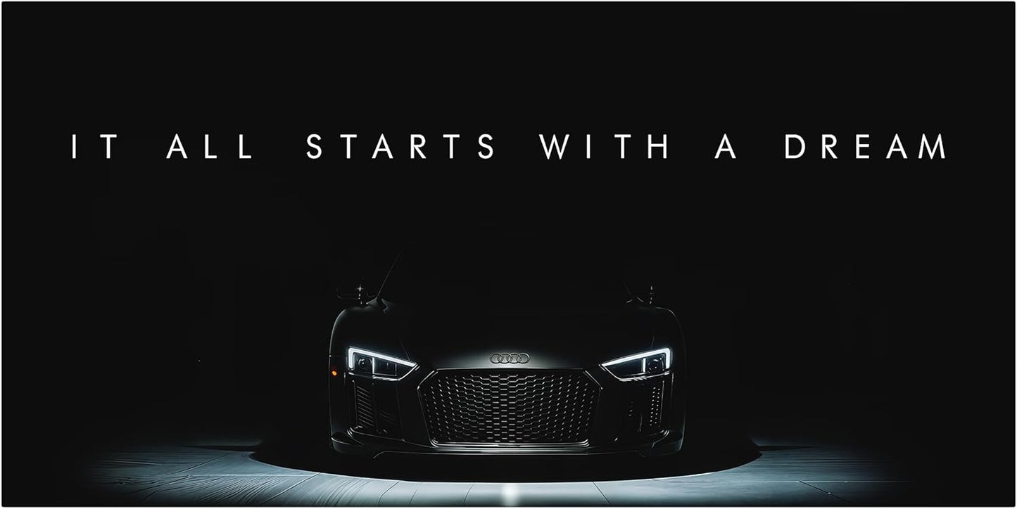 Motivational Wall Art for Office, Super Car Art Canvas, Inspirational Automotive Decor for Audi R8 Sportscar Lovers, Motivational Wall Decor for Office and Home, Car Poster (20" x 40" in)