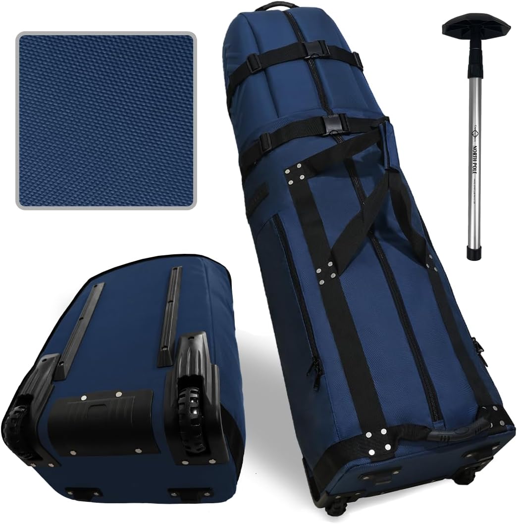 CaddyDaddy First Class Military Grade Ballistic Nylon Travel Cover with EVA Dense Foam Top Padding 2 Year Full Replacement Coverage Self Standing Base XL Wheels Case for Transporting Clubs on Airlines