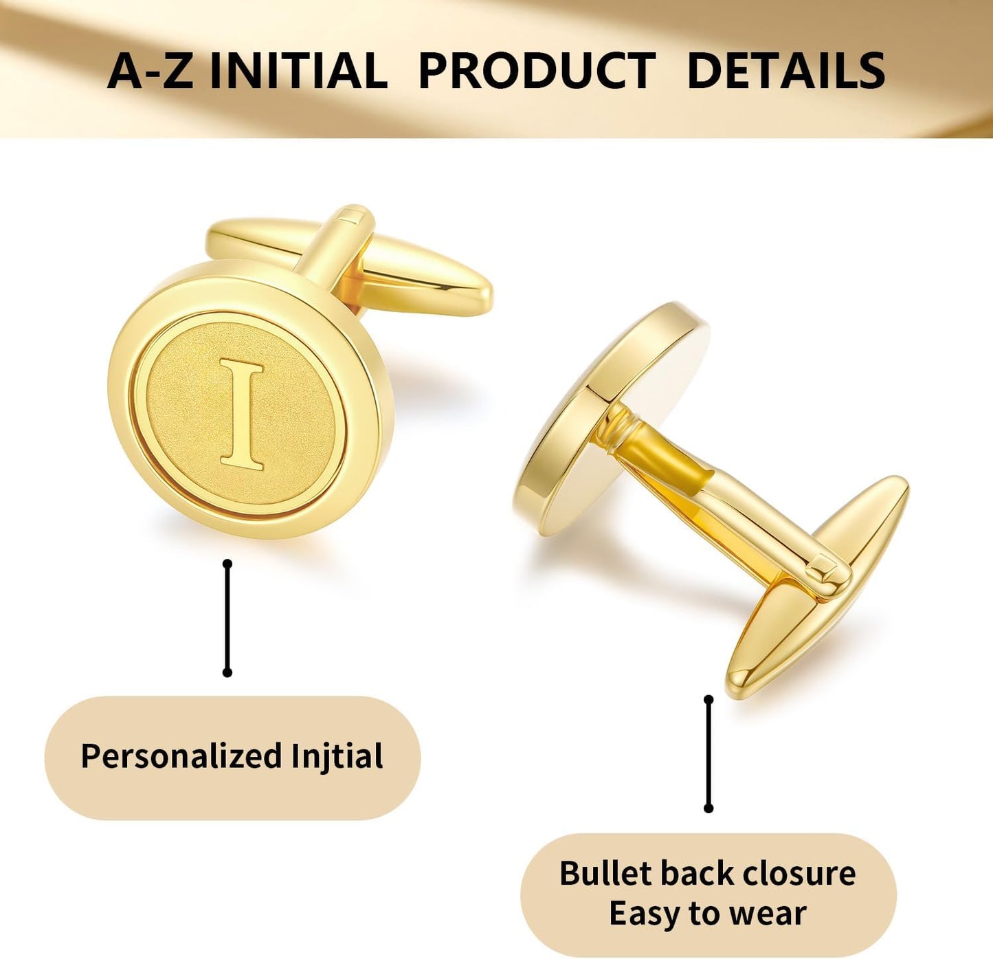 GWD Initial Cufflinks for Men Classic Cuff links Mens Letter Shirts CuffLinks Wedding Gift