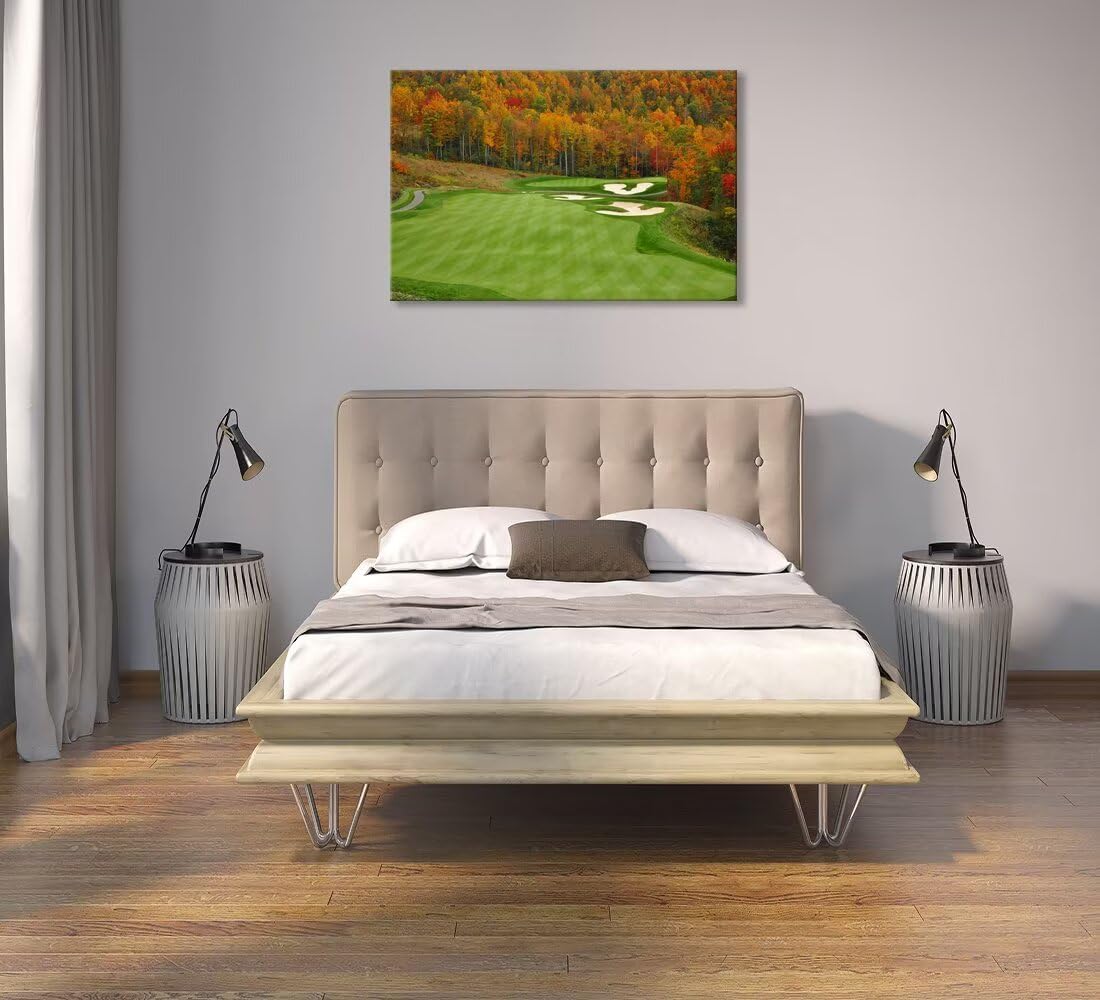 Sequoyah North Carolina Mountains Golf Course Wall Art for Living Room Bedroom Bathroom Home Decorations North Carolina Golf Course Picture Poster Canvas Prints Framed Ready to Hang(12''H x 16''W)