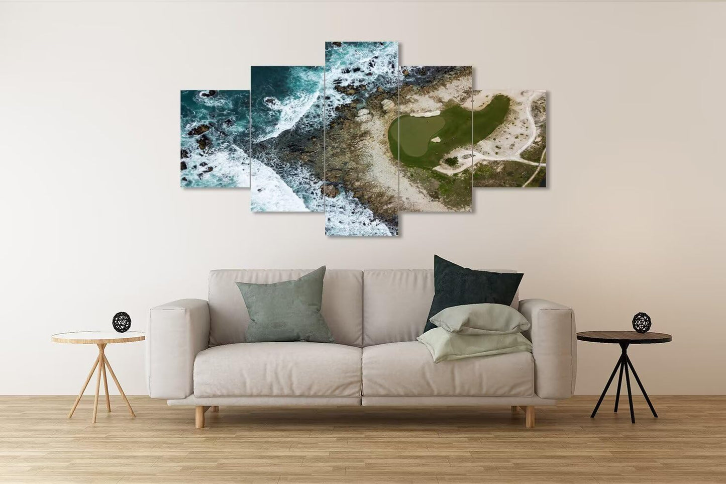 Pebble Beach Golf Course Wall Art for Living Room Bedroom Bathroom Home Decorations USA California Coast Pebble Beach Pictures Framed Artwork Canvas Prints Ready to Hang(60''W x 40''H)