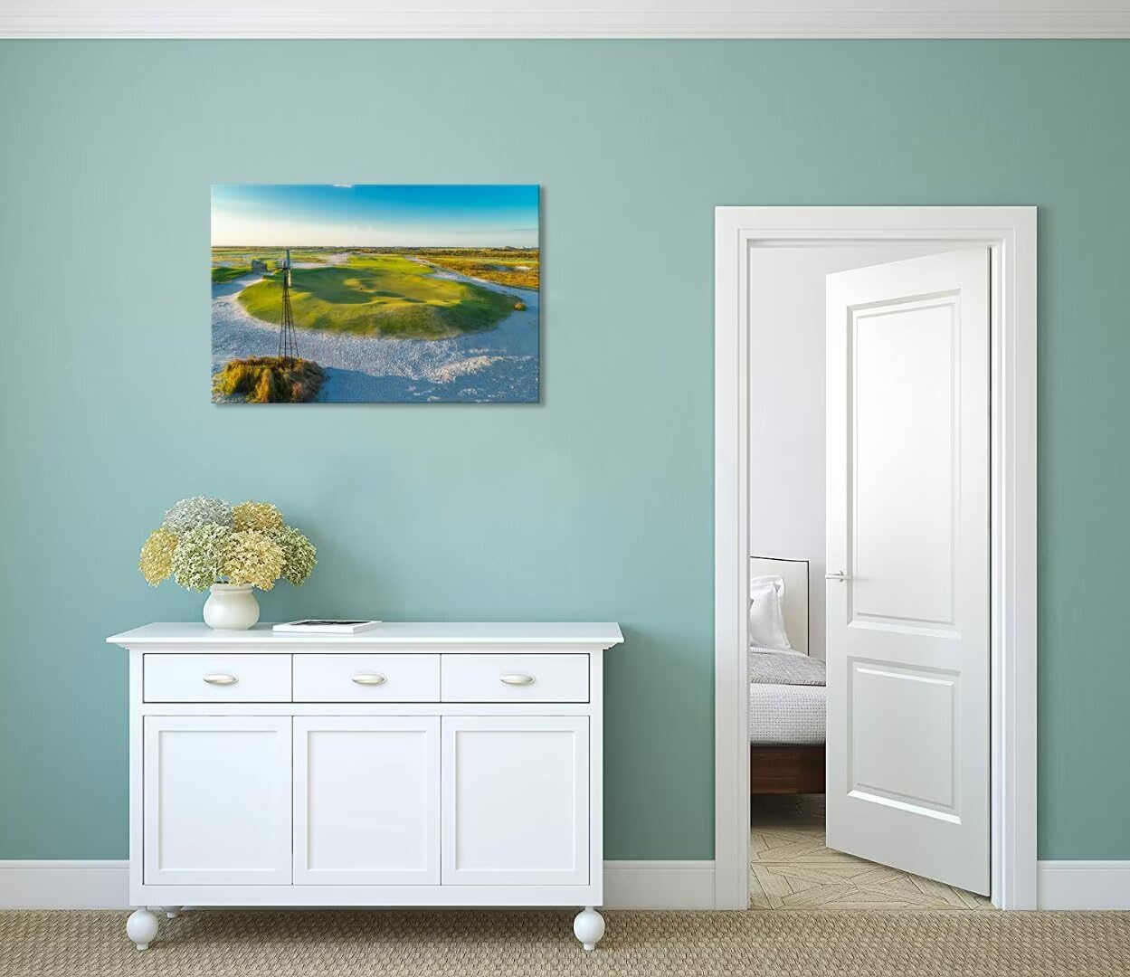 Streamsong Black Golf Course 9th Hole Wall Art for Living Room Bedroom Bathroom Home Decorations Golf Course Picture Poster Framed Artwork Canvas Prints Ready to Hang(12''H x 16''W)