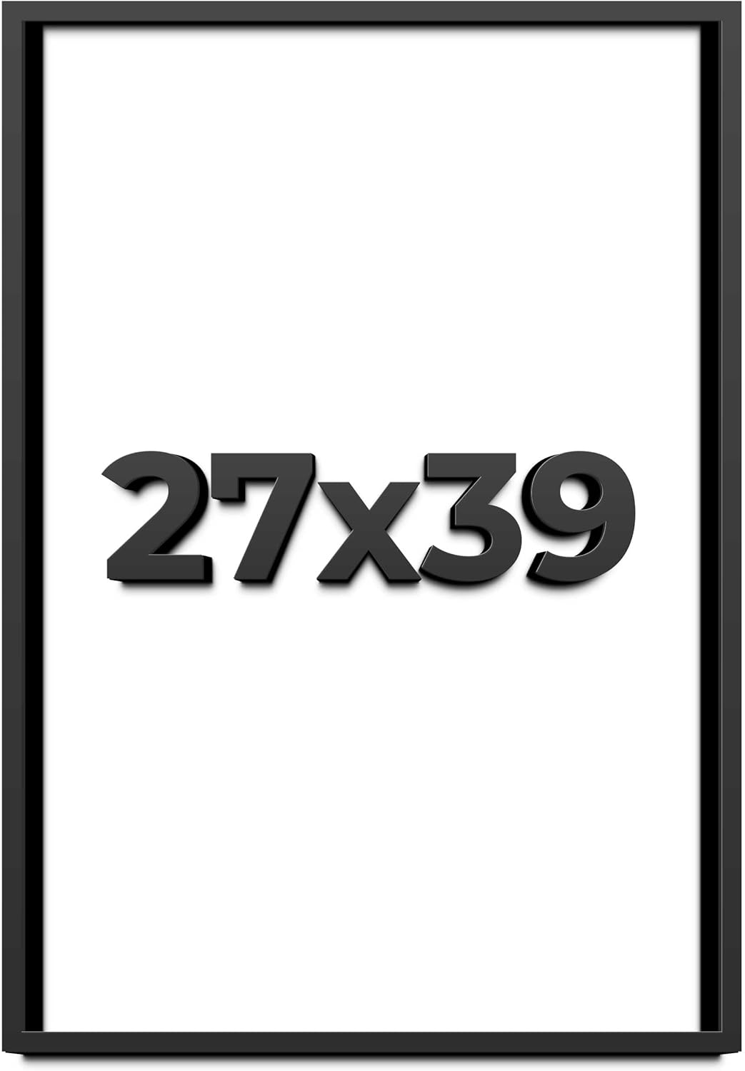 27x39 Shadow Box Black Solid Wood Display Frame with White Acid-Free Backing UV Acrylic & Hanging Hardware - with 3/4" Usable Depth
