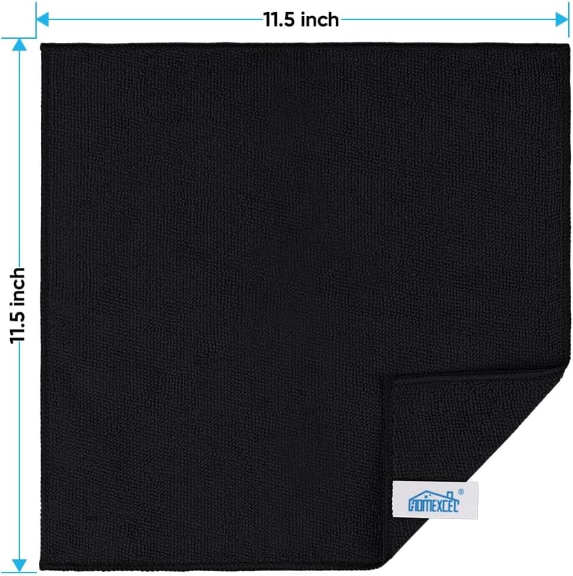HOMEXCEL Black Microfiber Cleaning Cloth, 24 Pack Cleaning Towels for Kitchen, Lint Free, Scratch-Free, Highly Absorbent, and Reusable Cleaning Rags for House, Window and Glass, Cars, 11.5 X11.5 inch