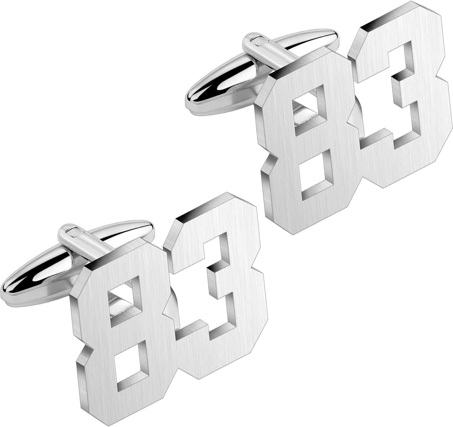 AMITER Mens Cufflinks with Number, Classic Silver Personalized Cuff Links for Men, Sport’s Day Casual or Formal Shirts