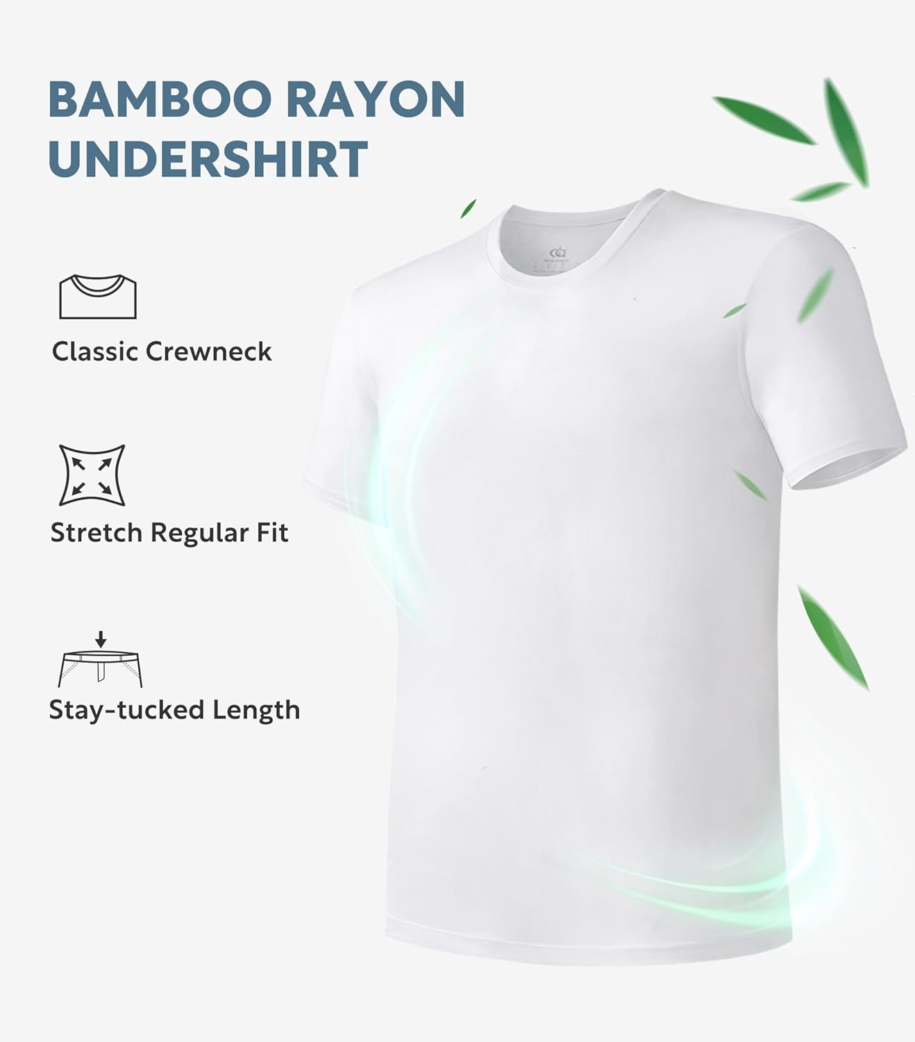 DAVID ARCHY Men's Undershirt Bamboo Rayon Moisture-Wicking Crewneck T-Shirts Stretch Tees for Men, 3 or 5 Pack