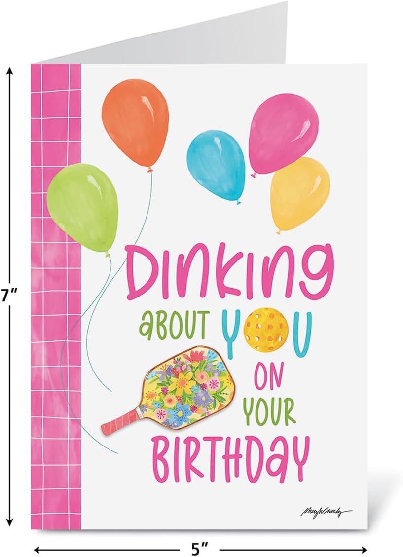 Current Pickleball Wishes Birthday Greeting Cards Value Pack - Set of 8, Single Design, Large 5 x 7 Inch Cards, Sentiments Inside, Envelopes Included