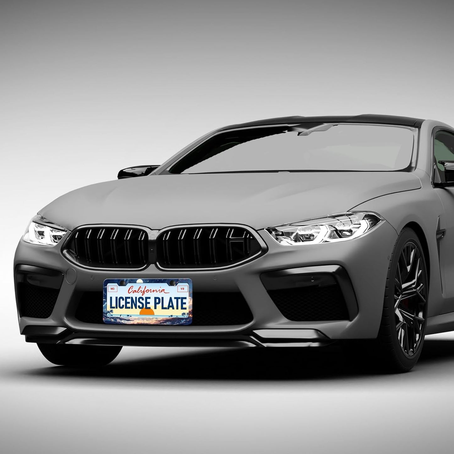 Anime Cloud Moon Starry Sky License Plate Frames - 2 Pack Front Rear Night Scene License Plates Holder Covers, Aluminum Metal Rust-Proof Waterproof Car Tag Frame with Screws Fasteners Caps