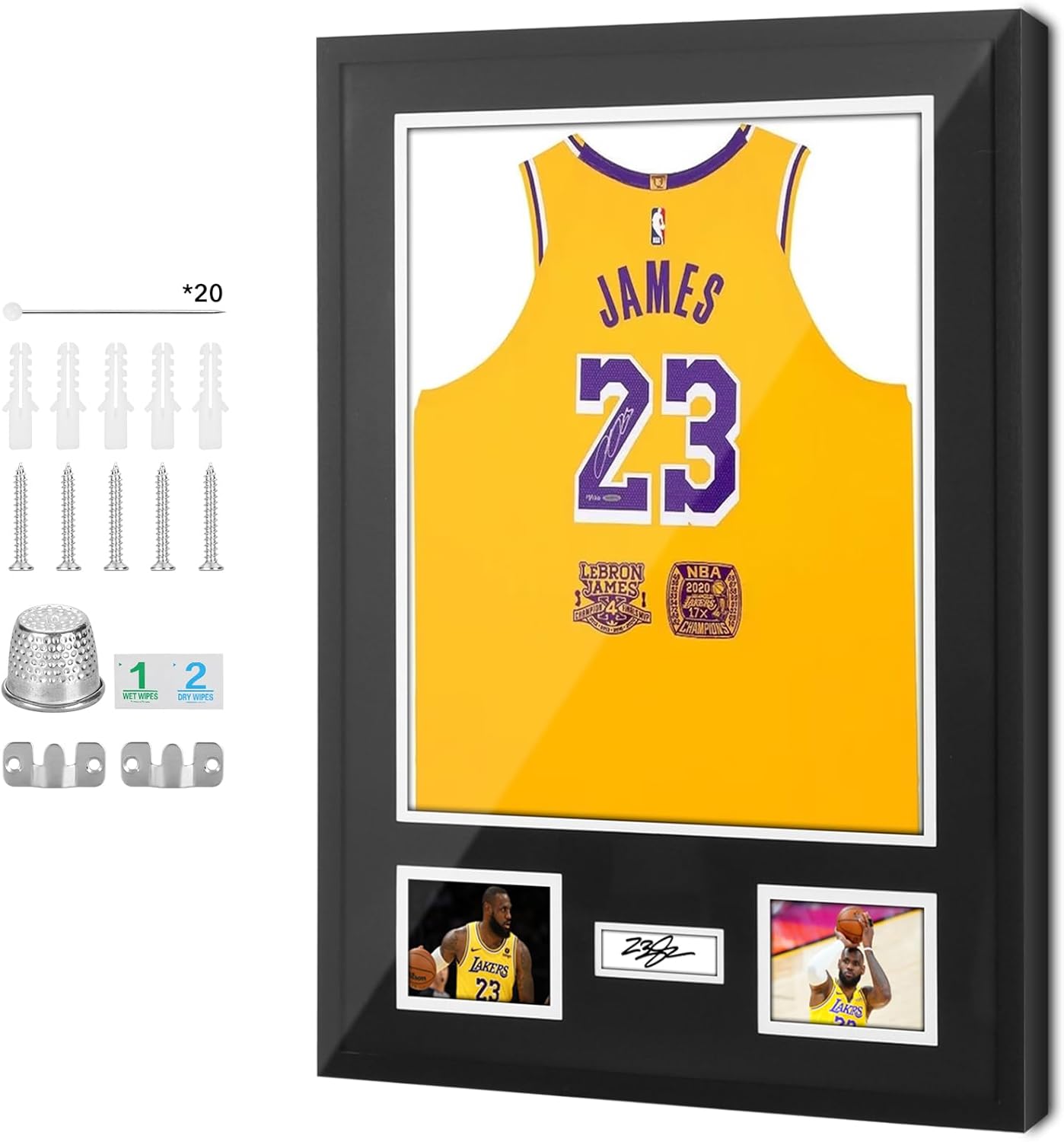 Nice C Jersey Frame Display Cases, Jersey Frame with Pictures Photos, Jersey Shadow Box Shirt Display Case, 98% UV Protection, Football Basketball Soccer (1 Pack)