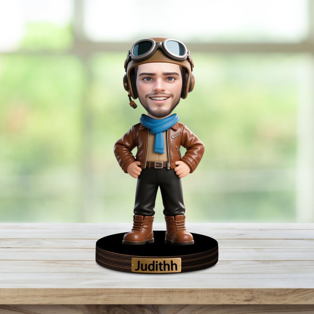 Personalized Cartoon Pilot Figurine Sign Custom Pilots Portrait Desk Decor Plaque Pilots Caricature Name Plaque Gifts for Christmas Birthday Anniversary,03