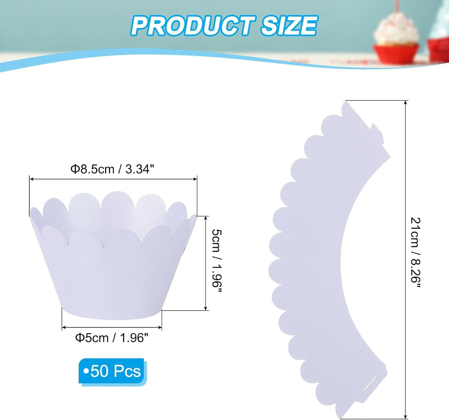 PATIKIL Cupcake Wrappers Paper, 50 Pack Baking Cups Standard Wave Decoration for Anniversary Birthday Weddings and Parties, Light Purple