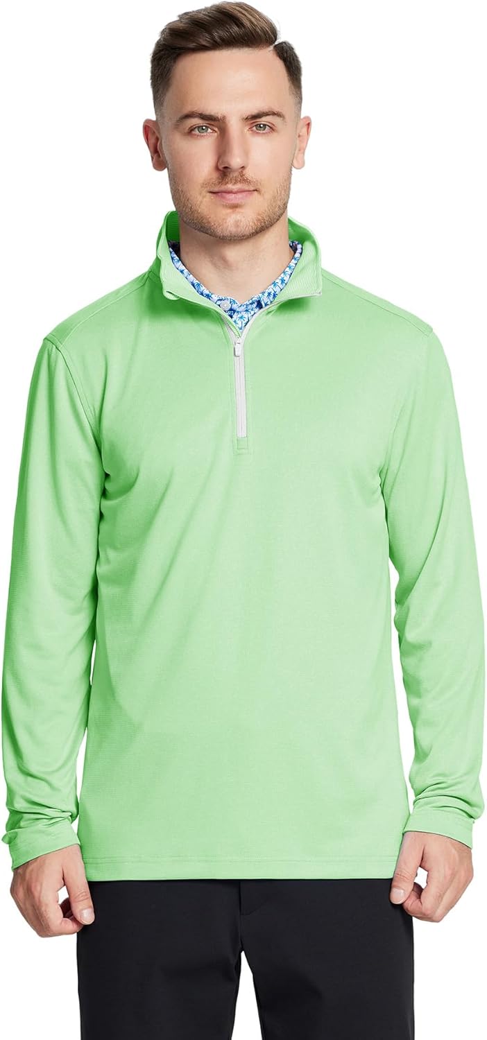 M MAELREG Quarter Zip Golf Pullover Men Dry Fit Long Sleeve Performance Wicking Mock Neck 1/4 Zip Pullover Mens Sweatshirt