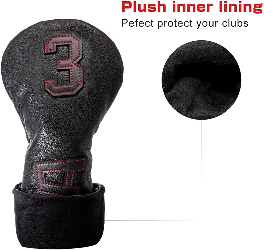 TaylorMade, Titleist, Callaway Golf Driver & Fairway Wood Headcovers - Black Synthetic Leather, Thick, Cool, USA Made