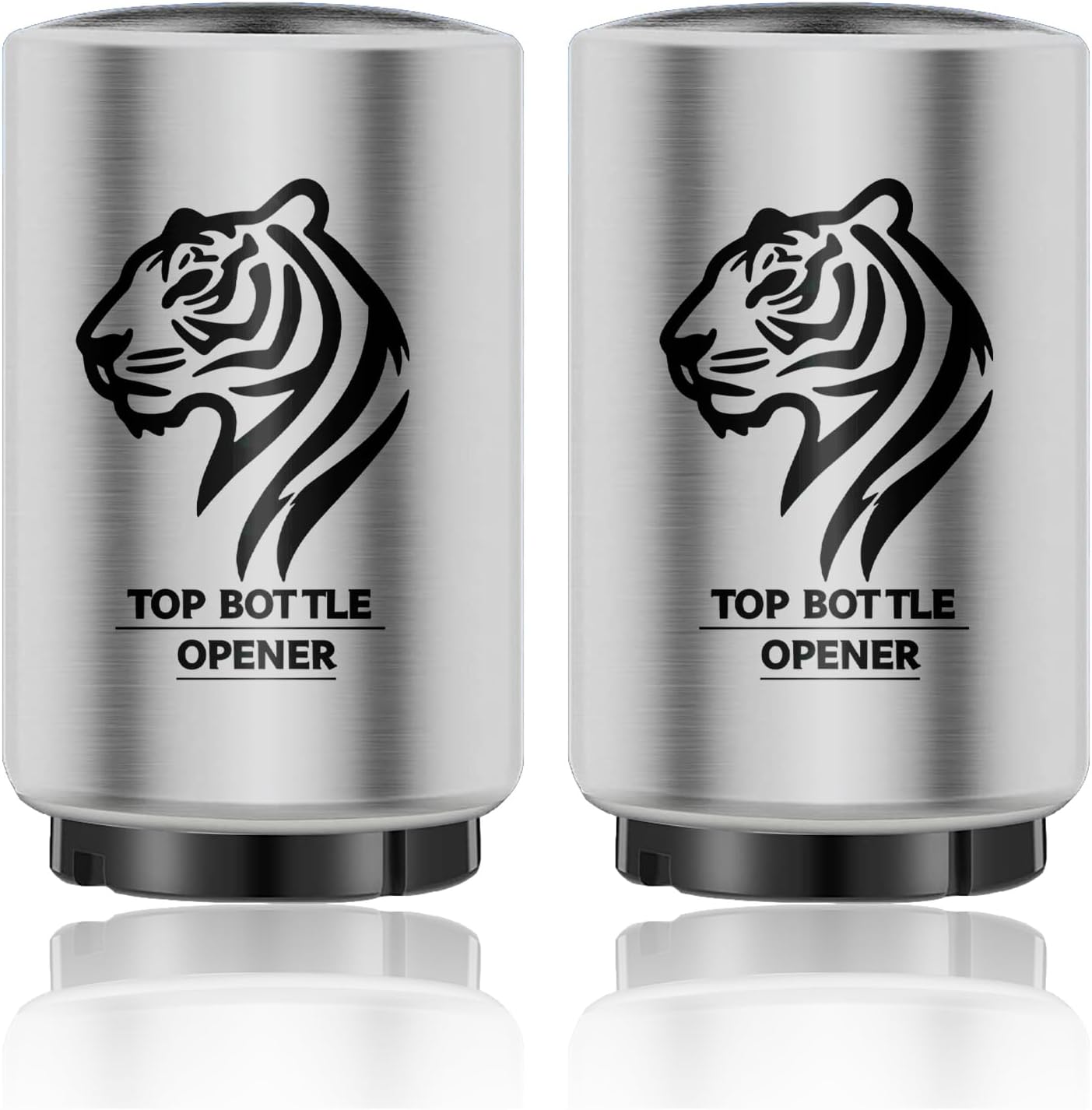 2PCS Automatic Beer Bottle Opener with Magnetic Cap Catcher, Pop The Top Stainless Steel Bottle Cap Mover Handed Lid Opening Spring Loaded Push&Pop for Kitchen Bar Home Restaurant Utensils Beer Gift