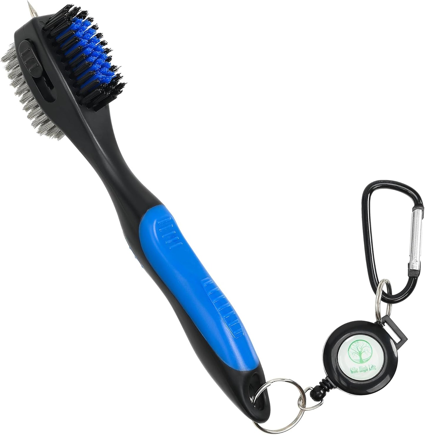 Mile High Life Golf Club Brush, Club Groove Cleaner with 2 Ft Retractable Extension Cord and Aluminum Carabiner, Golf Bag Accessories for Men and Women
