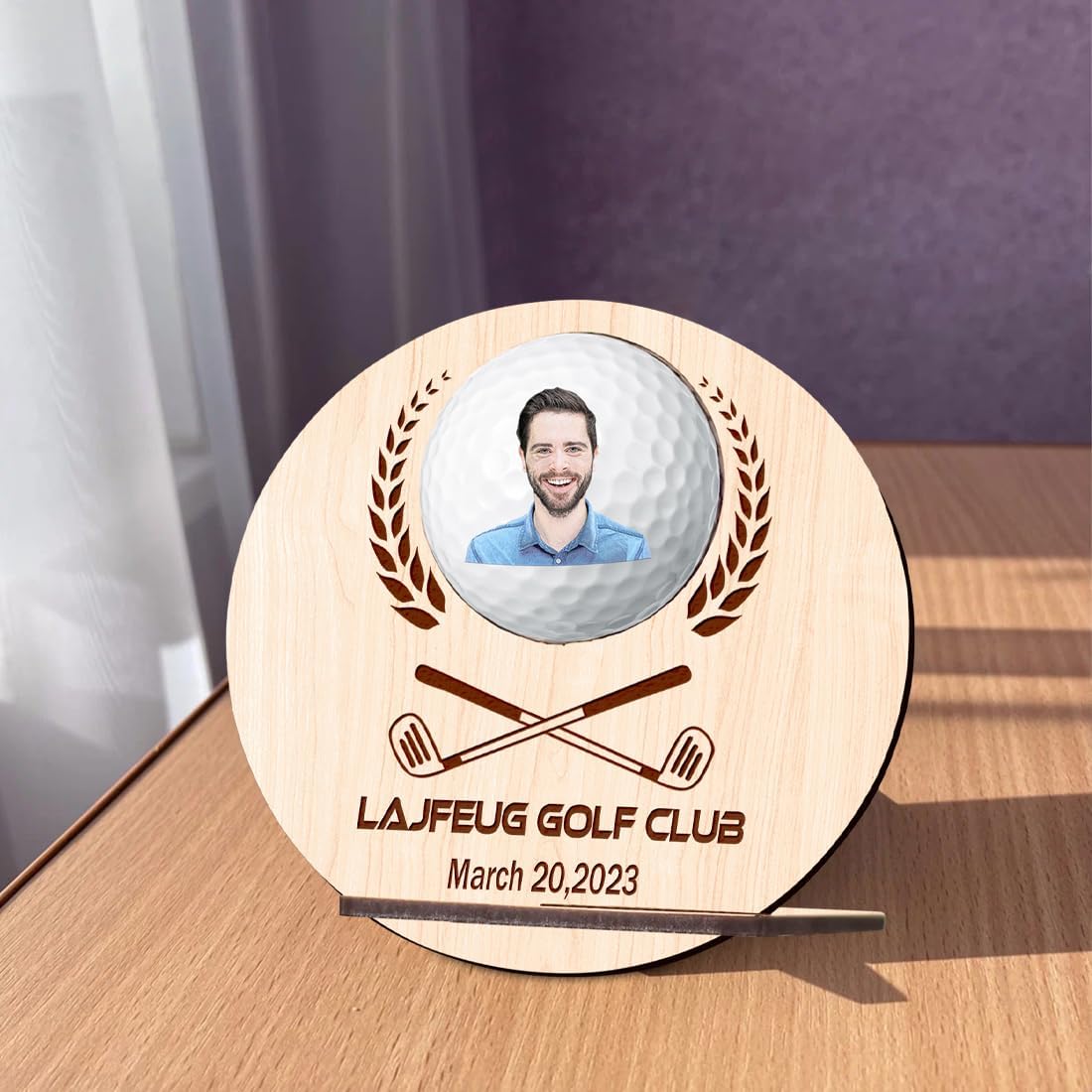 Personalised Golf Ball Holder Frame Custom Photo Name Golf Ball Display Case Wooden Golf Shadow Box Golf Ball Markers Hanger Desk Decor Gift for Men Dad Grandpa Family (Golf Ball Display Holder - 2)