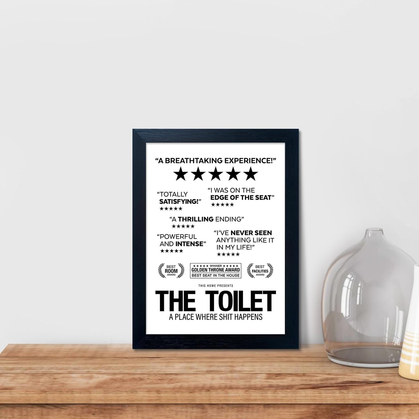 Black and White Bathroom Rules Wall Art, Bathroom Pictures Quote Wall Decor, Framed Toilet Decor Sign, Funny Loo Poop Humor Decorations